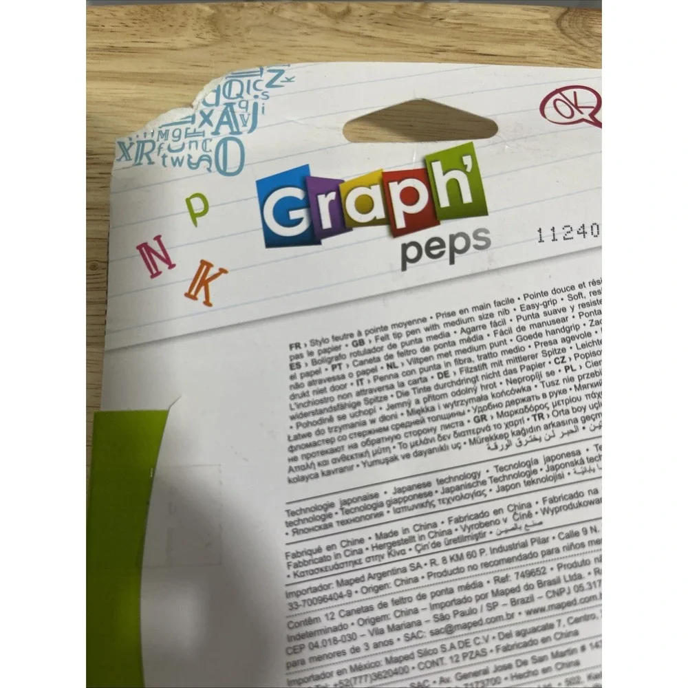 Maped - Graph'Peps Medium Tipped 0.8mm Fine Line Triangular Felt Pens - 12 Pack